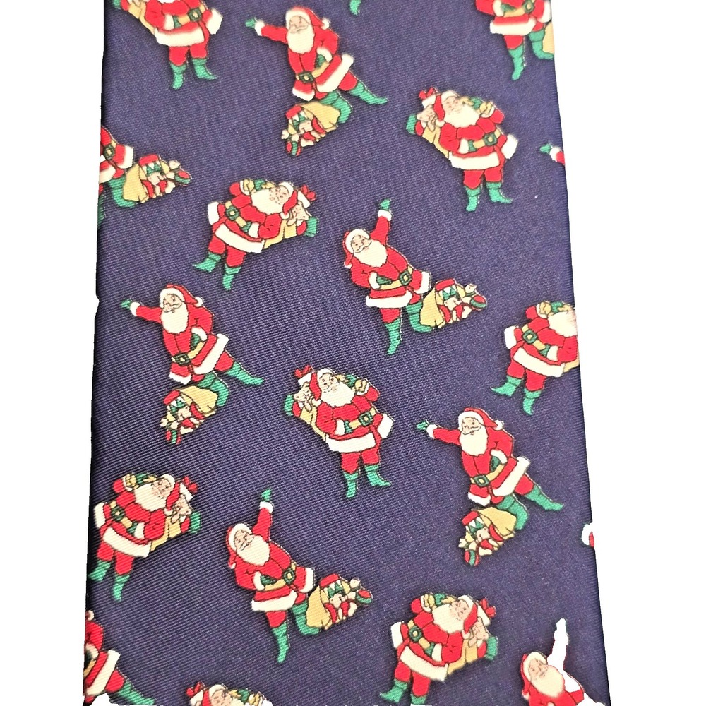 Silk Christmas Santa Tie Alynn Neckwear Mens Holiday Print Made USA‎ 57in Long